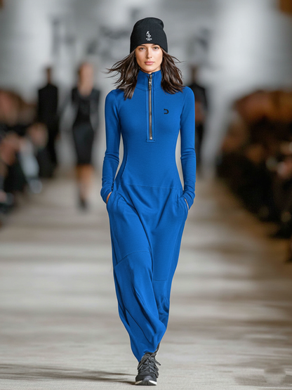 Women's Sports Half-Zip Collar Maxi Dress