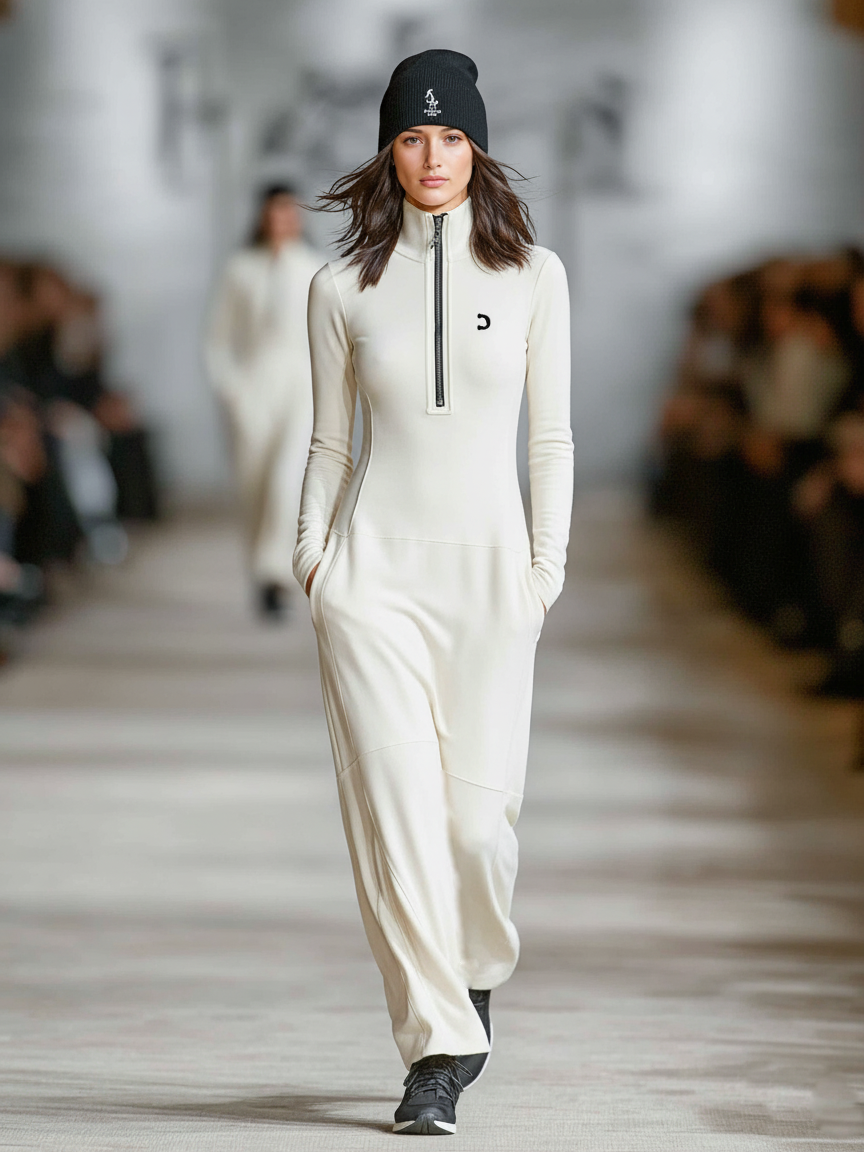 Women's Sports Half-Zip Collar Maxi Dress