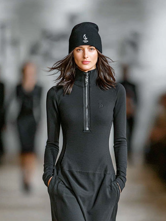 Women's Sports Half-Zip Collar Maxi Dress
