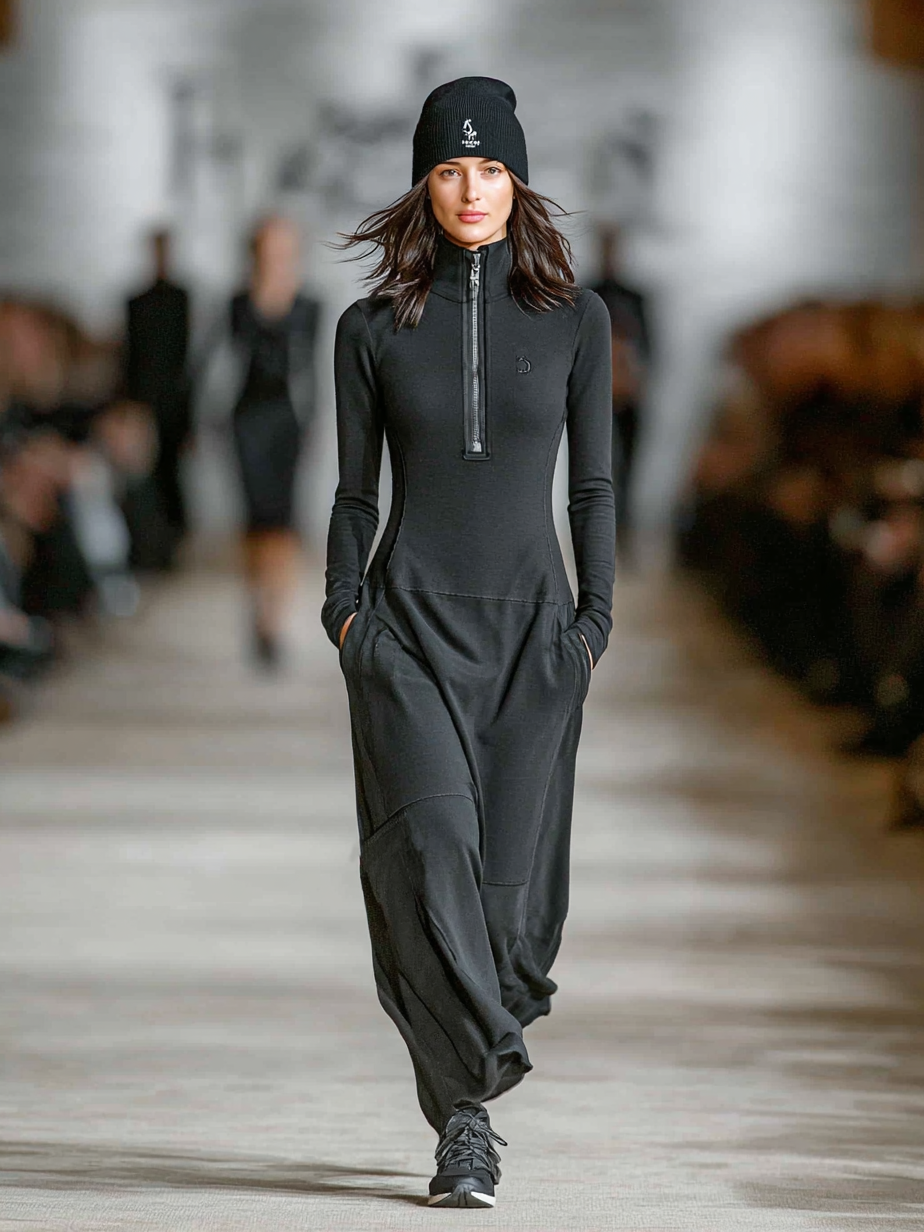 Women's Sports Half-Zip Collar Maxi Dress
