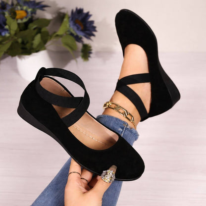 Rebecca | Closed Ballerina Wedge Shoes