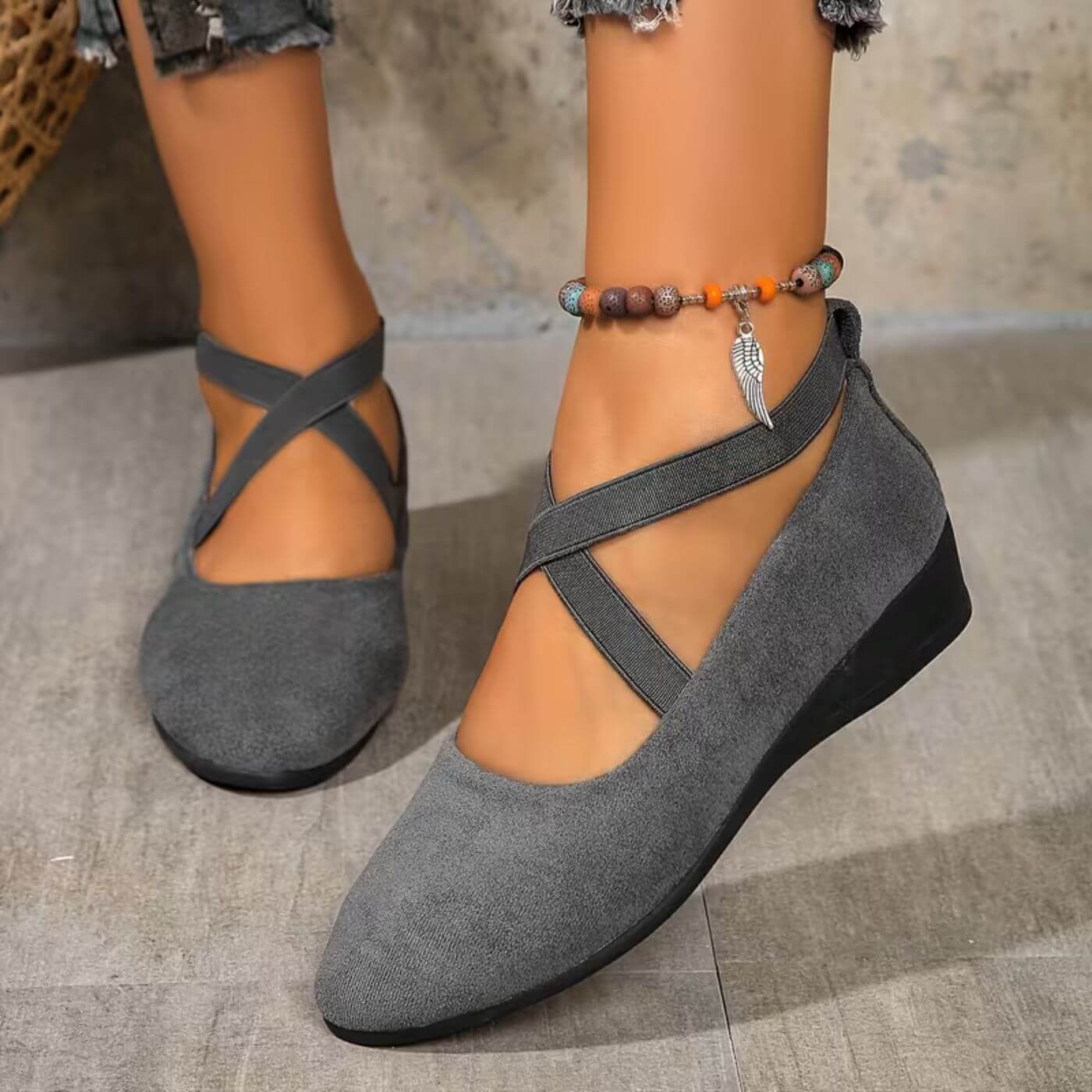 Rebecca | Closed Ballerina Wedge Shoes