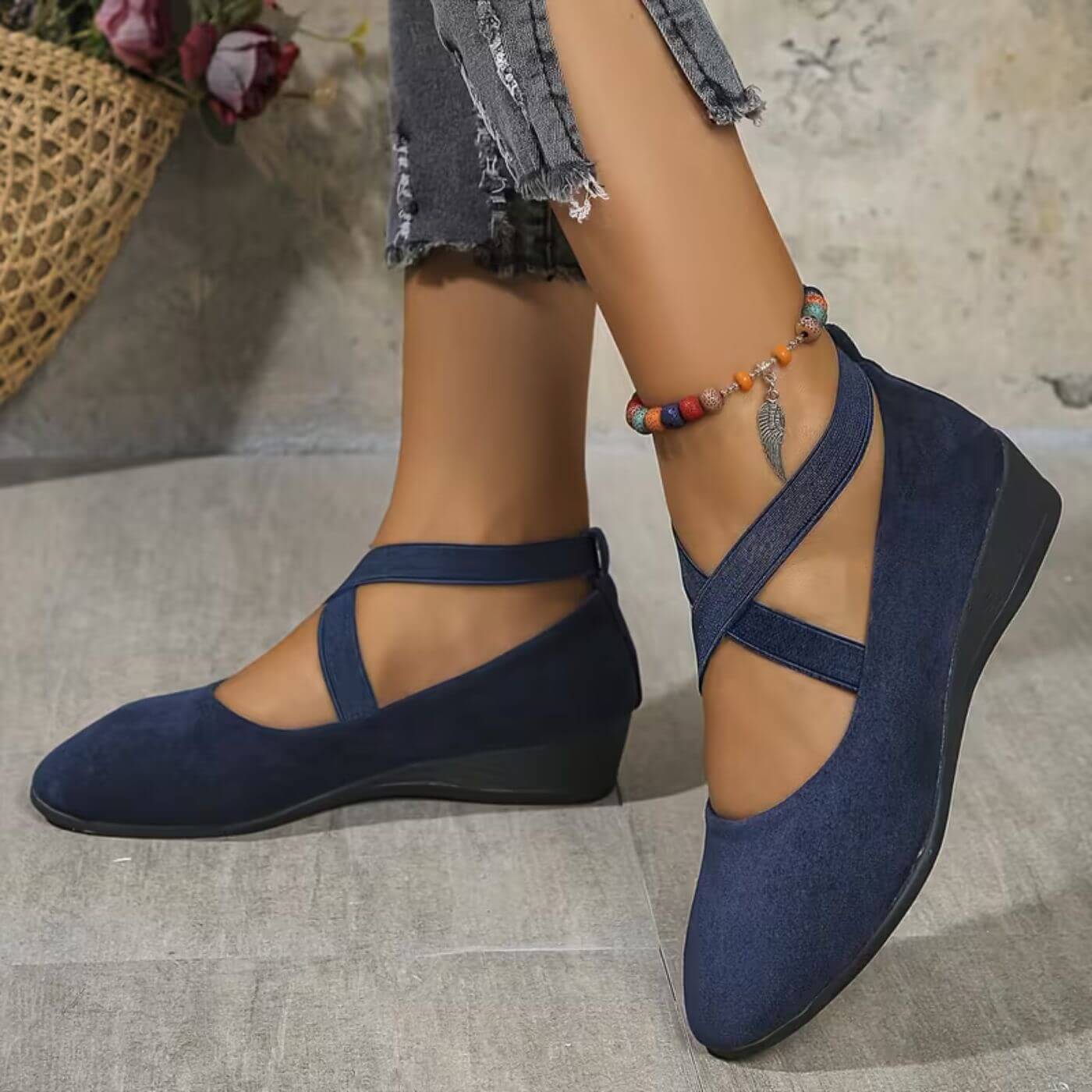 Rebecca | Closed Ballerina Wedge Shoes