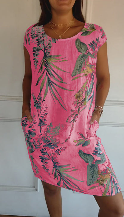 Sera | Botanical Print Linen Pocket Dress