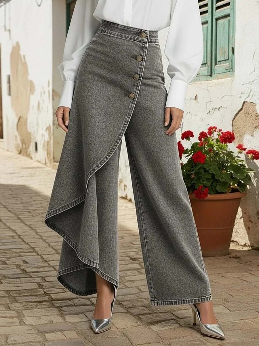 Women’s High-Waist Wide-Leg Jeans With A Stylish Design