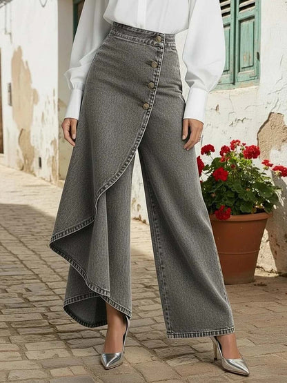 Women’s High-Waist Wide-Leg Jeans With A Stylish Design