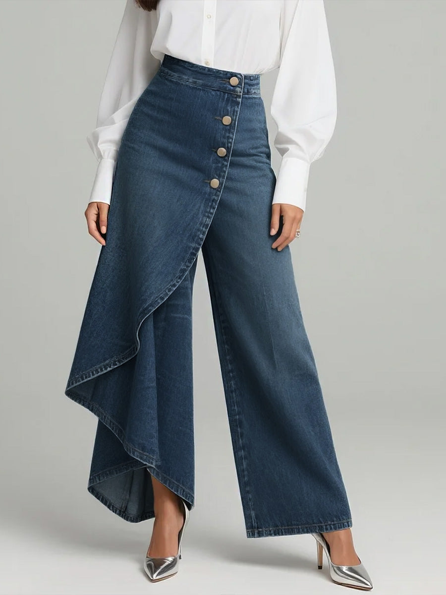 Women’s High-Waist Wide-Leg Jeans With A Stylish Design