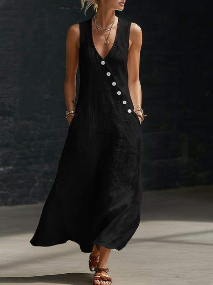 Button-Up Maxi Dress — Comfortable Minimalist Everyday Wear