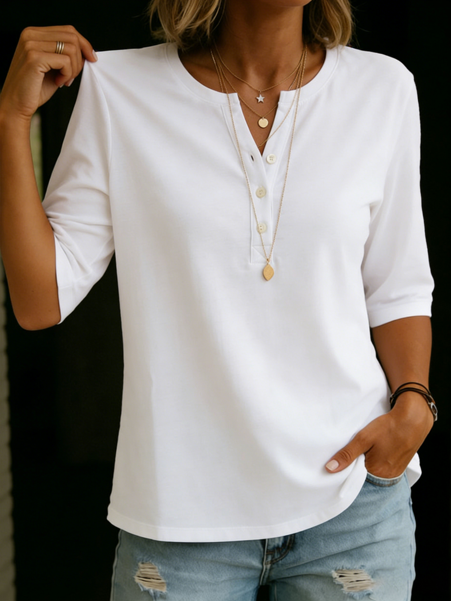 Classic Henley Collar Shirt