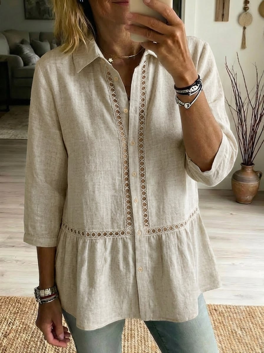 Botanica Linen Peplum Blouse