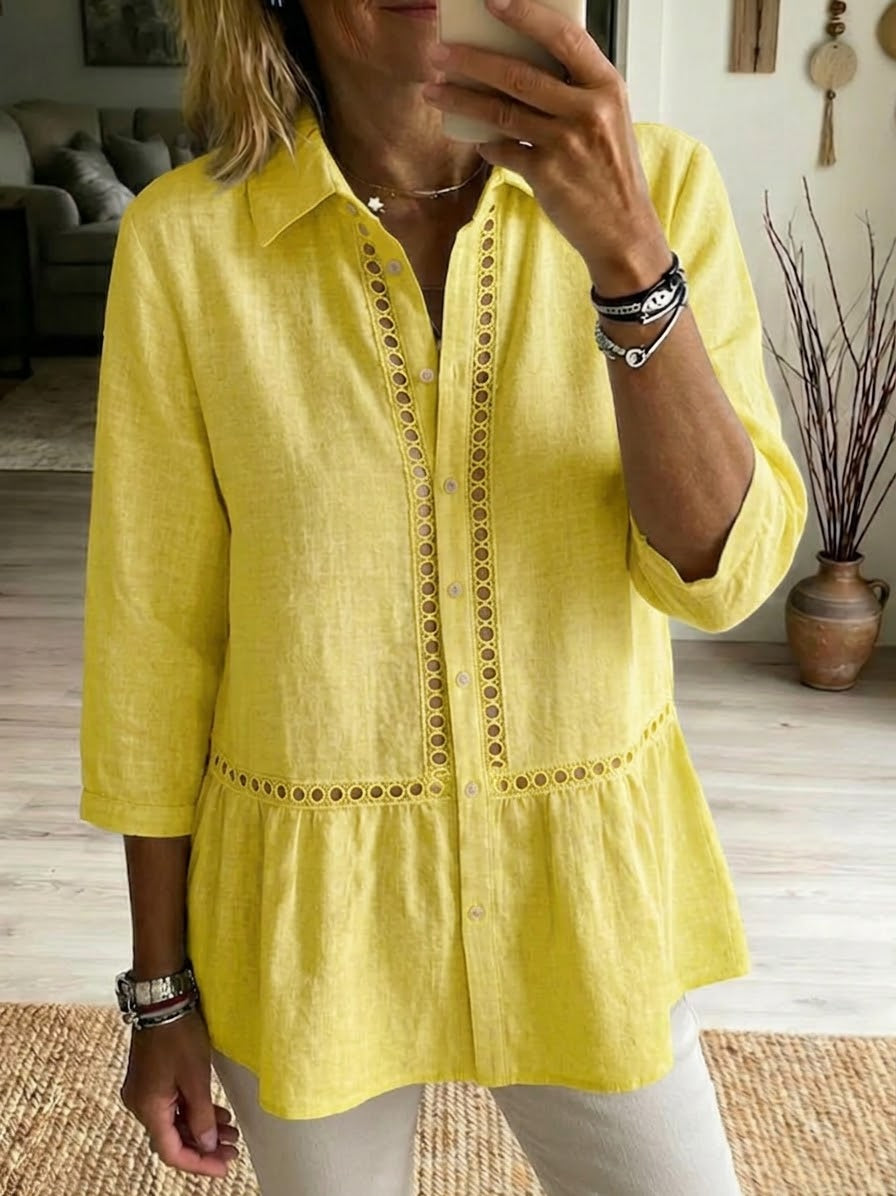 Botanica Linen Peplum Blouse
