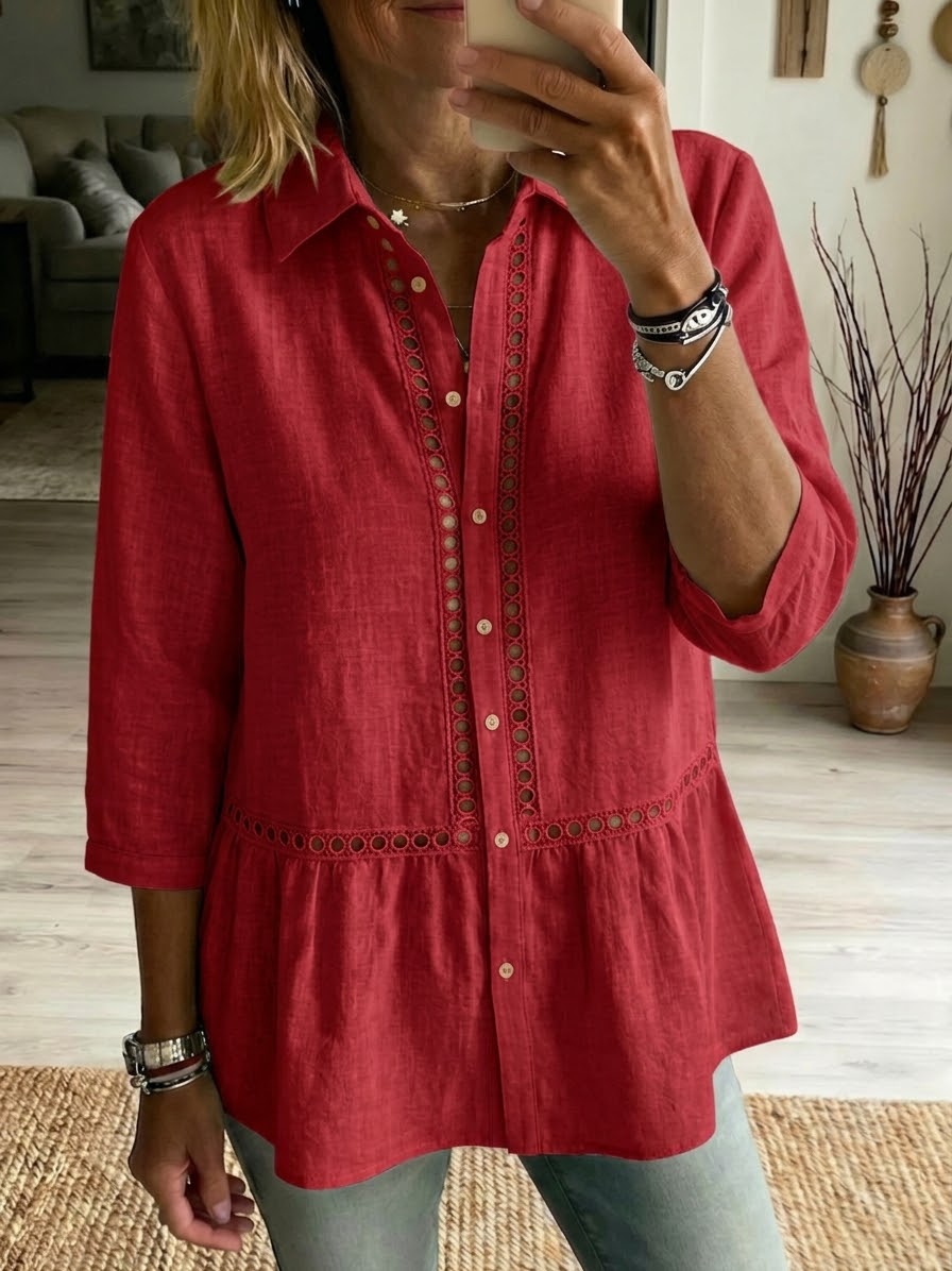 Botanica Linen Peplum Blouse