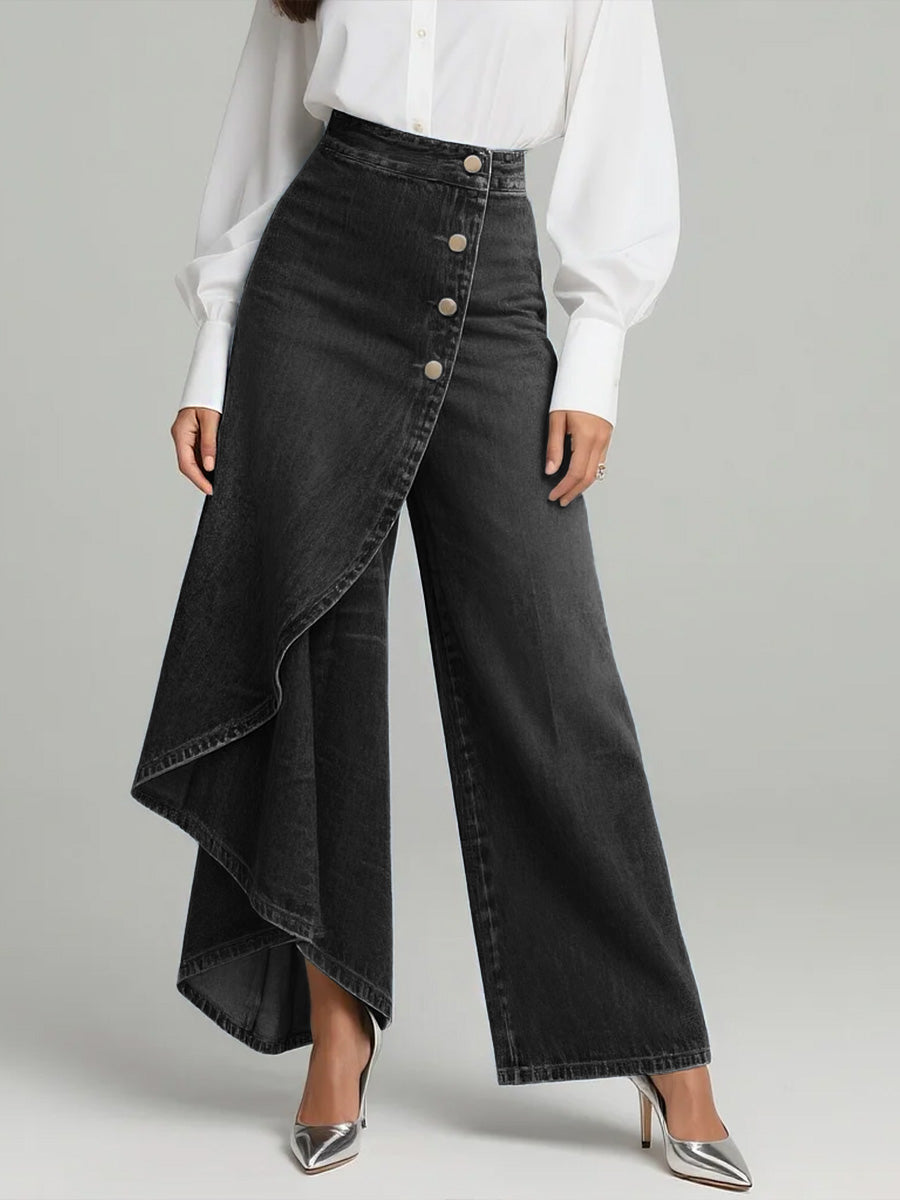 Women’s High-Waist Wide-Leg Jeans With A Stylish Design