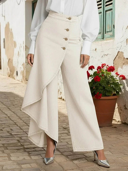 Women’s High-Waist Wide-Leg Jeans With A Stylish Design