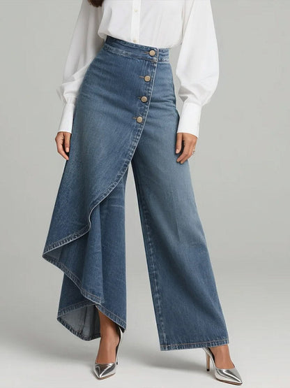 Women’s High-Waist Wide-Leg Jeans With A Stylish Design