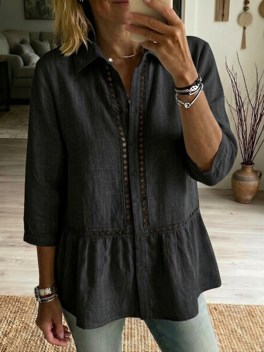 Botanica Linen Peplum Blouse