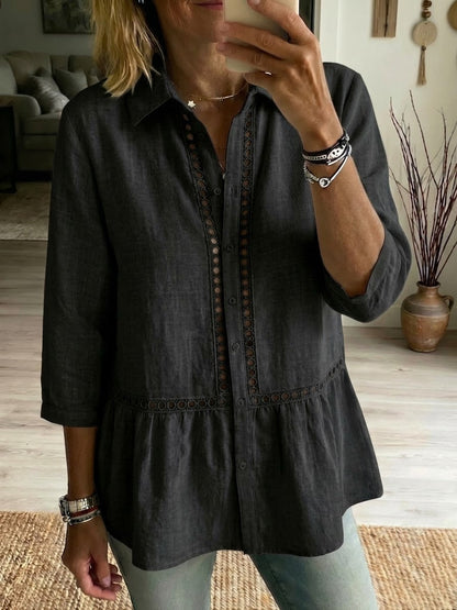 Botanica Linen Peplum Blouse
