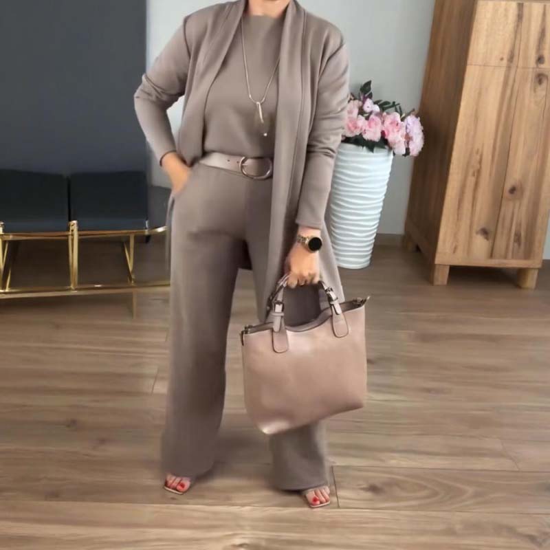 Elegant Longline Cardigan 3-Piece Set